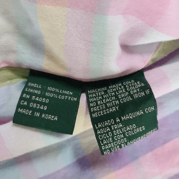 Vintage Lauren Ralph Lauren Oiled Linen Jacket w/ Pastel Plaid Lining - Petite S - Picture 7 of 8